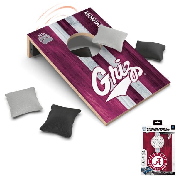 Montana Grizzlies - 10"x7" Cornhole Board With BlueTooth Speaker - 4 Bags And USB Cable Included - 4 For $30.00 - Montana Grizzlies