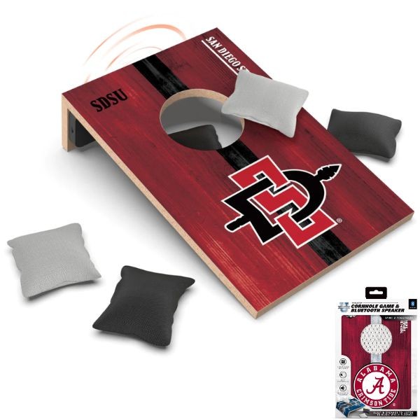 San Diego State Aztecs - 10"x7" Cornhole Board With BlueTooth Speaker - 4 Bags And USB Cable Included - 4 For $30.00 - Wholesale Los Angeles Chargers Products - Chargers Merchandise