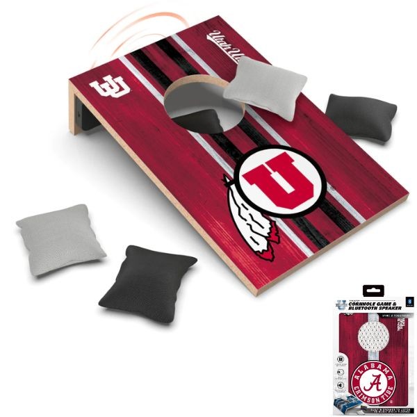 Utah Utes - 10"x7" Cornhole Board With BlueTooth Speaker - 4 Bags And USB Cable Included - 4 For $30.00 - Utah Utes