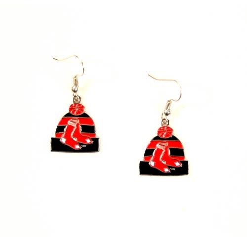 Boston Red Sox Earrings - The KNITSTER Dangle Style - $3.00 Per Pair - Wholesale Boston Red Sox Products - Red Sox Merchandise