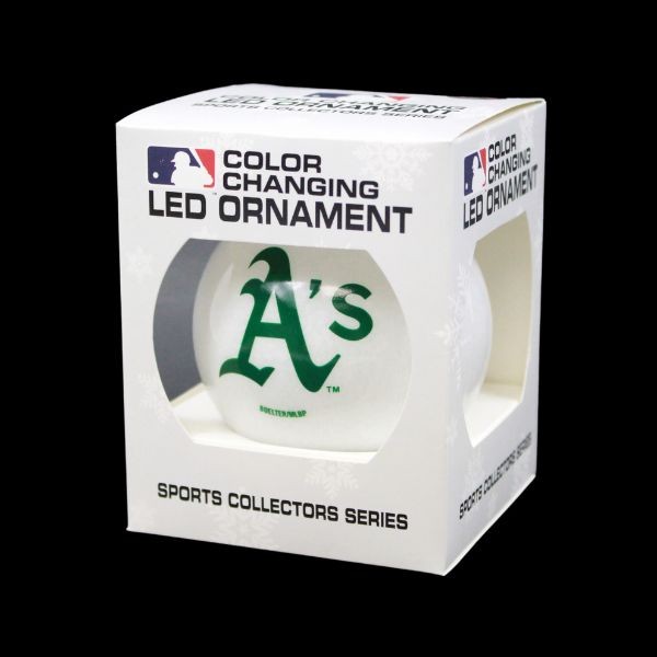 Oakland Athletics Ornaments - LED Color Changing Ball Ornaments - Some Are Defective - 24 For $24.00 - Wholesale Oakland Athletics Products - Athletics Merchandise
