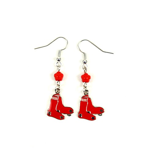 Boston Red Sox Earrings - The SOPHIE Style Dangle - $3.50 Per Pair - Wholesale Boston Red Sox Products - Red Sox Merchandise