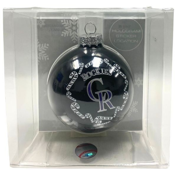 Colorado Rockies Ornaments - Candy Cane Ball Style - 6 For $21.00 - Wholesale Colorado Rockies Products - Rockies Merchandise 2