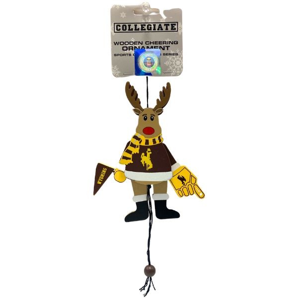 University Of Wyoming Cowboys Ornaments - Cheer Reindeer Moving Ornaments - 6 For $24.00 - Wyoming Cowboys
