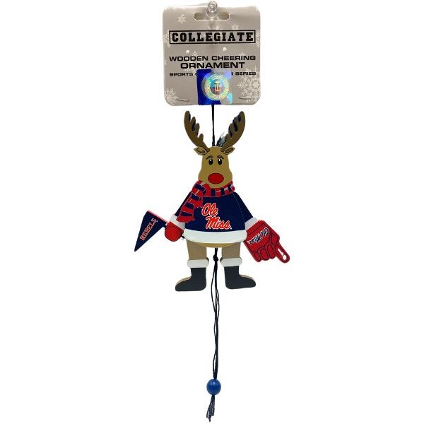Ole Miss Ornaments - Cheer Reindeer Moving Ornaments - 6 For $24.00 - Mississippi Rebels (Ole Miss)