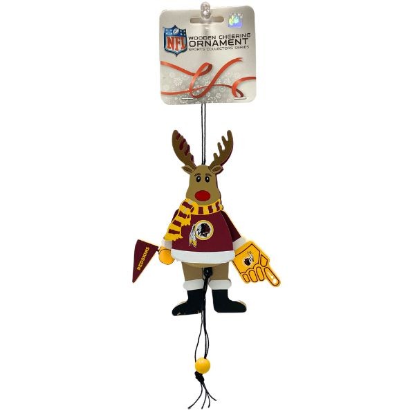 Washington Redskins Ornaments - Cheer Reindeer Moving Ornaments - 6 For $24.00 - Wholesale Washington Redskins Products - Redskins Merchandise