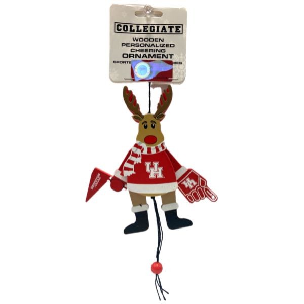 Houston Cougars Ornaments - Cheer Reindeer Moving Ornaments - 6 For $24.00 - Houston Cougars