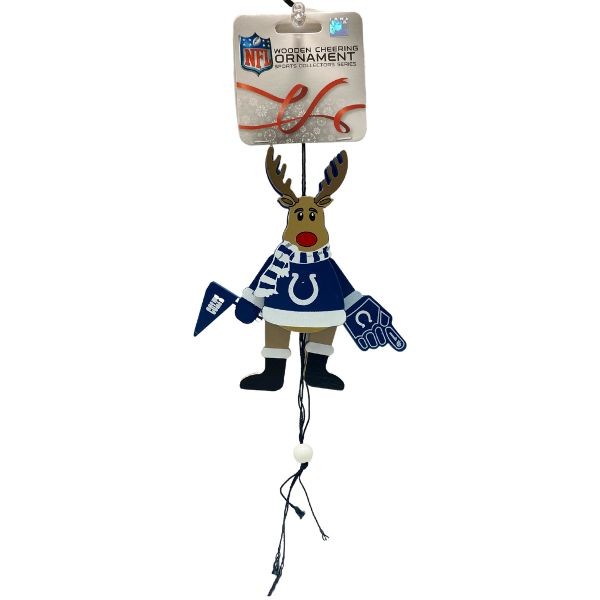 Indianapolis Colts Ornaments - Cheer Reindeer Moving Ornaments - 6 For $24.00 - Wholesale Indianapolis Colts Products - Colts Merchandise