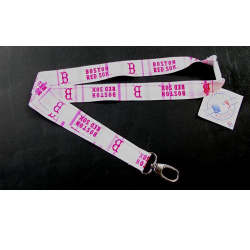 Boston Red Sox Lanyard - Pink Plaid Style Lanyard - 12 For $24.00 - Wholesale Boston Red Sox Products - Red Sox Merchandise