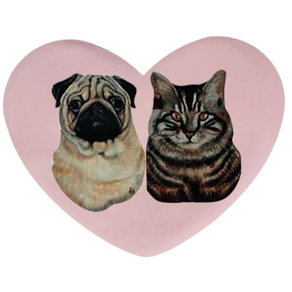 Wholesale Magnets - 5" Pug and Cat Heart Magnets - 48 For $24.00