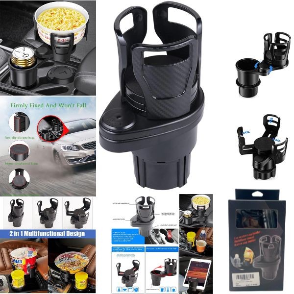 Multi Position Automotive Cup Extender - Fits Most Cup Holders and Doubles Up The Space - 4 For $20.00