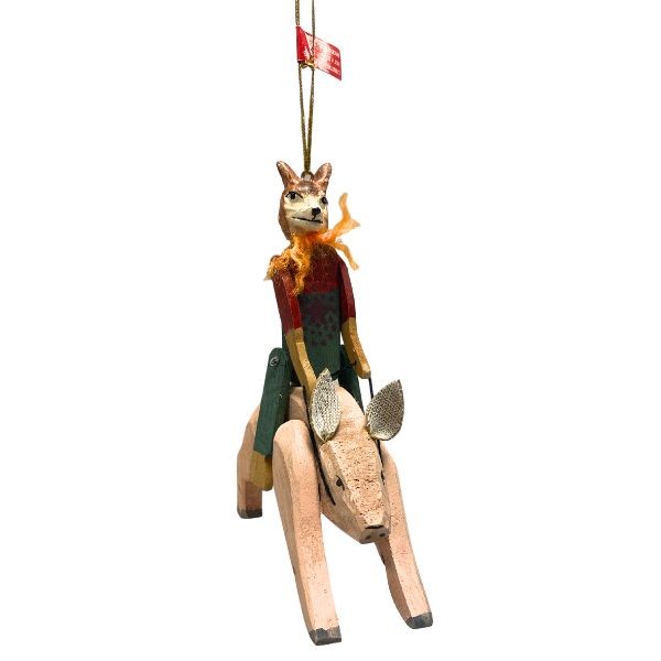 David DeCamp Art - 5" Fox Rider - Fox On Piggy Statue/Ornament - 6 For $21.00