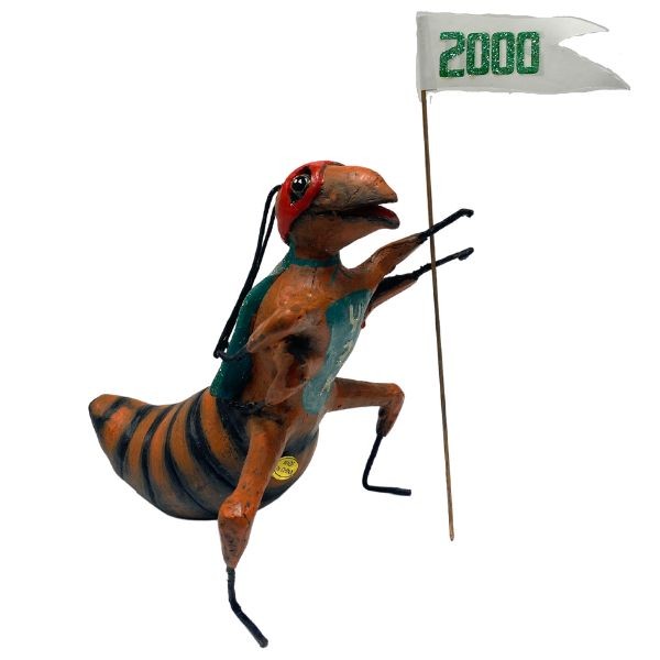 David DeCamp Art - Y2K 2000 Bug - 4" Grasshopper Bug Red Mask With Flag - 6 For $21.00