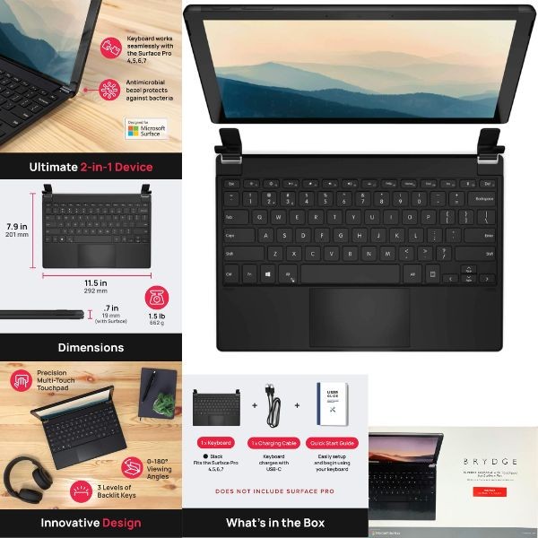 Brydge Products - Wireless Keyboard With Touchpad For Surface Pro - 2 For $15.00