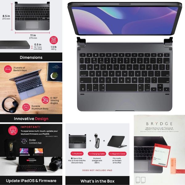 Brydge Wireless - Wireless Keyboard With Trackpad for 12.9" IPAD PRO - 2 For $40.00