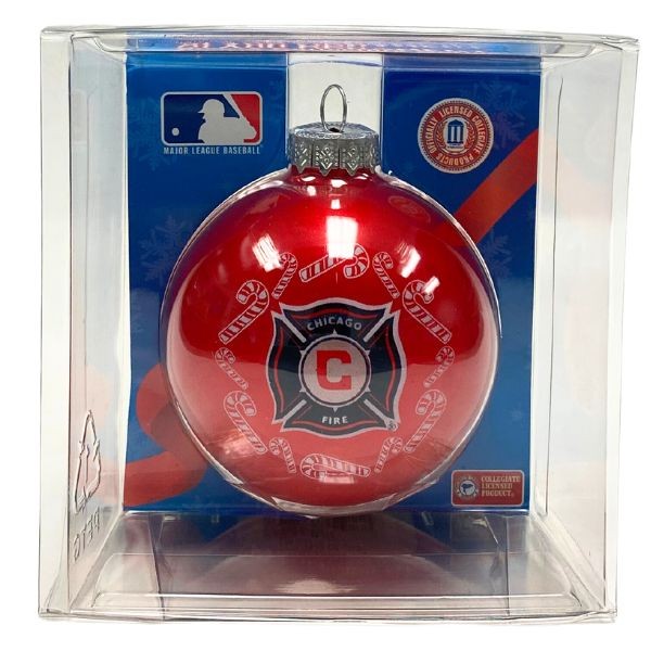 Chicago Fire FC Ornaments - 3.25" Candy Cane Style - 6 For $21.00 - Wholesale Chicago Bears Products - Bears Merchandise
