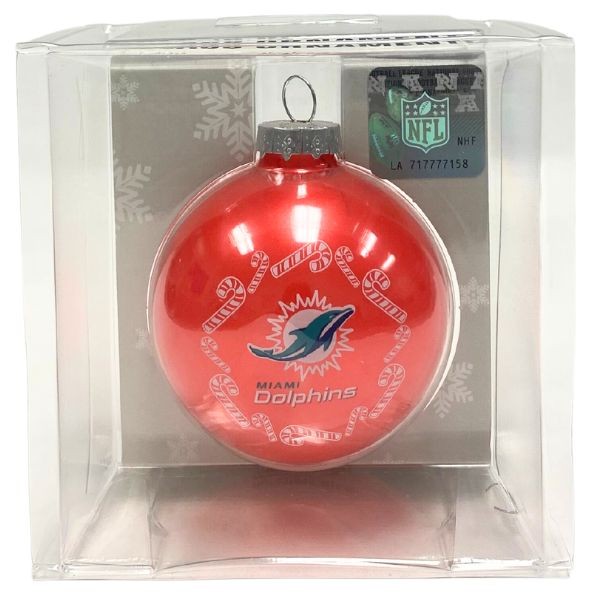 Miami Dolphins Ornaments - 3/25" Candy Cane Style - 6 For $21.00 - Wholesale Miami Dolphins Products - Dolphins Merchandise 2