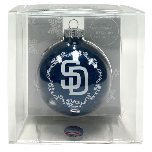 San Diego Padres Ornaments - 3.25" Candy Cane Style - 6 For $21.00 - Wholesale San Diego Padres Products - Padres Merchandise