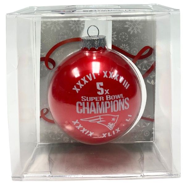 New England Patriots Collector Ornaments - 5X Superbowl Champ Style - 12 For $24.00 - Wholesale New England Patriots - Patriots Merchandise 2