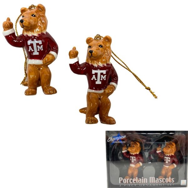 Texas A&M Ornaments - 2Pack - The Mascot Series Set - 6 Sets For $21.00 - Texas A&M