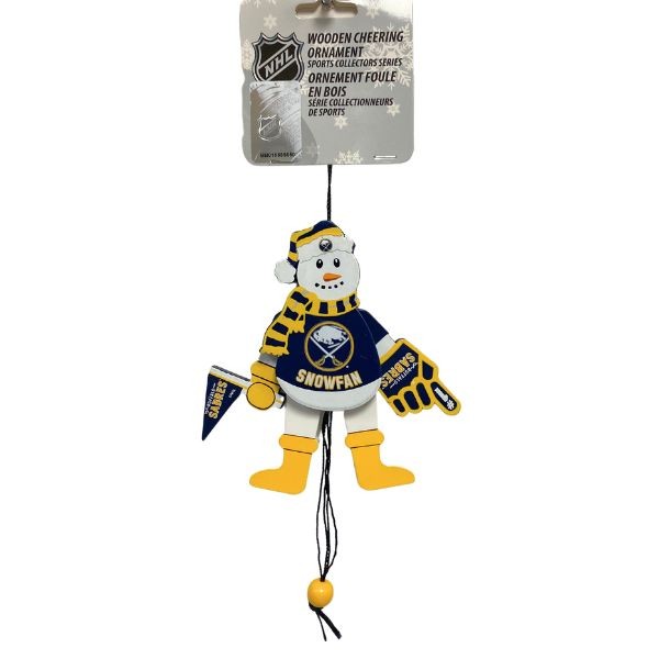 Buffalo Sabres Ornaments - Wooden Snowman Cheer Style - 6 For $24.00 - Buffalo Sabres