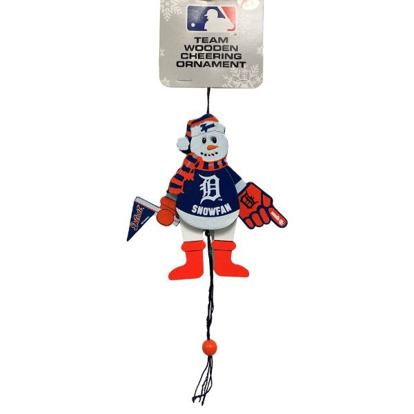 Detroit Tigers Ornaments - Wooden Snowman Cheer Style - 6 For $24.00 - Wholesale Detroit Tigers Products - Tigers Merchandise