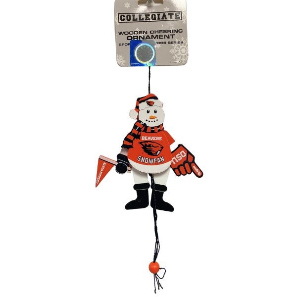 Oregon State Beavers Ornaments - Wooden Snowman Cheer Style - 6 For $24.00 - Oregon State Beavers