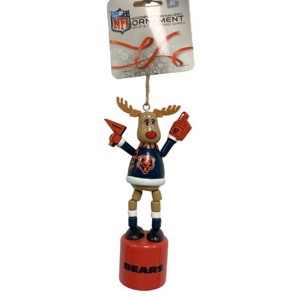 Chicago Bears Ornaments - Reindeer PUSH POP Style - 6 For $24.00 - Wholesale Chicago Bears Products - Bears Merchandise 2