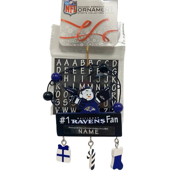 Baltimore Ravens Snowman Ornaments - Wooden #1 Fan PC Sign Style - 6 For $21.00 - Wholesale Baltimore Ravens Products - Baltimore Football 2