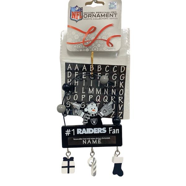 Las Vegas Raiders Snowman Ornaments - Wooden #1 Fan PC Sign Style - 6 For $21.00 - Wholesale Raiders Products - Las Vegas Raiders 2