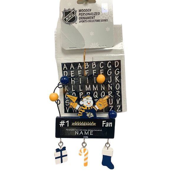 Nashville Predators Snowman Ornaments - Wooden #1 Fan PC Sign Style - 6 For $21.00 - Nashville Predators