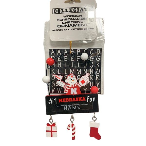 Nebraska Huskers Snowman Ornaments - Wooden #1 Fan PC Sign Style - 6 For $21.00 - Nebraska Huskers