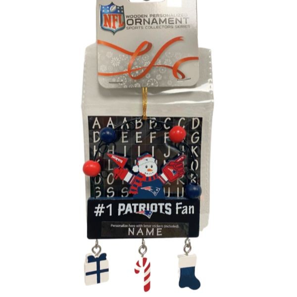 New England Patriots Snowman Ornaments - Wooden #1 Fan PC Sign Style - 6 For $21.00 - Wholesale New England Patriots - Patriots Merchandise 2