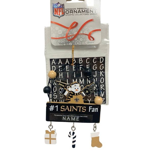 New Orleans Saints Snowman Ornaments - Wooden #1 Fan PC Sign Style - 6 For $21.00 - Wholesale New Orleans Saints Product - Saints Merchandise 2