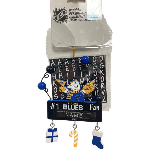 St. Louis Blues Snowman Ornaments - Wooden #1 Fan PC Sign Style - 6 For $21.00 - St Louis Blues