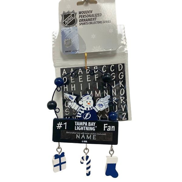 Tampa Bay Lightning Snowman Ornaments - Wooden #1 Fan PC Sign Style - 6 For $21.00 - Tampa Bay Lightning