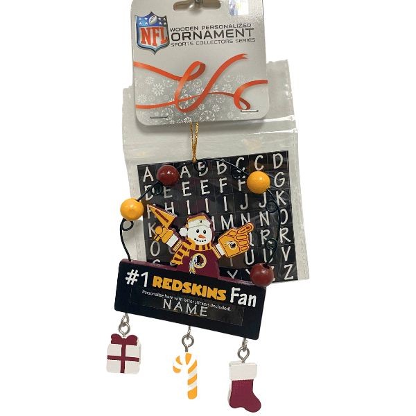Washington Redskins Snowman Ornaments - Wooden #1 Fan PC Sign Style - 6 For $21.00 - Wholesale Washington Redskins Products - Redskins Merchandise