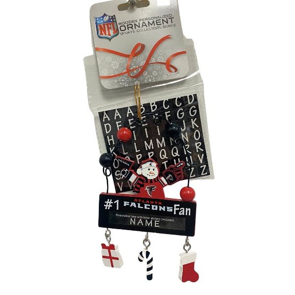 Atlanta Falcons Snowman Ornaments - Wooden #1 Fan PC Sign Style - 6 For $21.00 - Wholesale Atlanta Falcons Products - Wholesale Football Gear