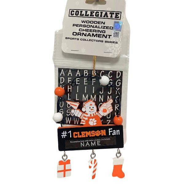 Clemson Tigers Snowman Ornaments - Wooden #1 Fan PC Sign Style - 6 For $21.00 - Clemson Tigers