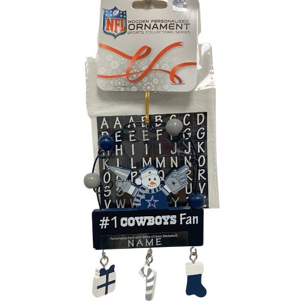 Dallas Cowboys Snowman Ornaments - Wooden #1 Fan PC Sign Style - 6 For $21.00 - Wholesale Dallas Cowboys Product - Cowboys Merchandise 2