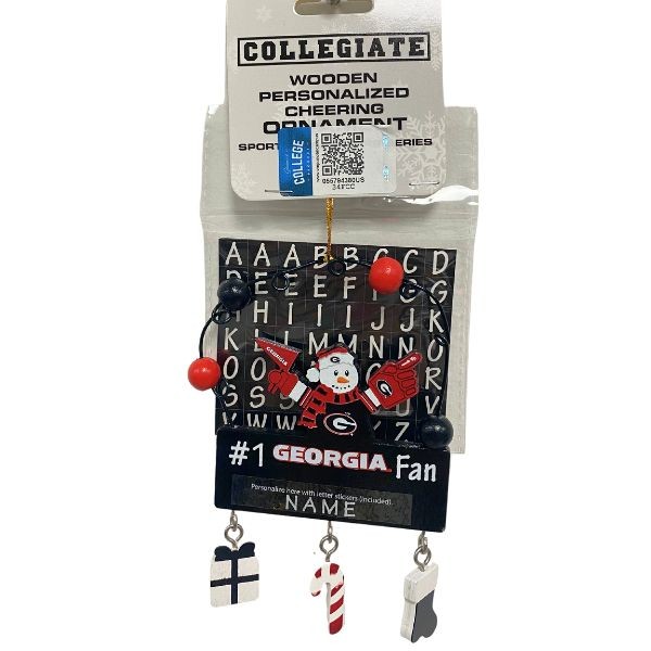 Georgia Bulldogs Snowman Ornaments - Wooden #1 Fan PC Sign Style - 6 For $21.00 - Georgia