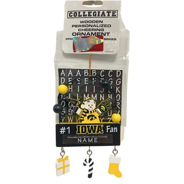 Iowa Hawkeyes Snowman Ornaments - Wooden #1 Fan PC Sign Style - 6 For $21.00 - Iowa Hawkeyes