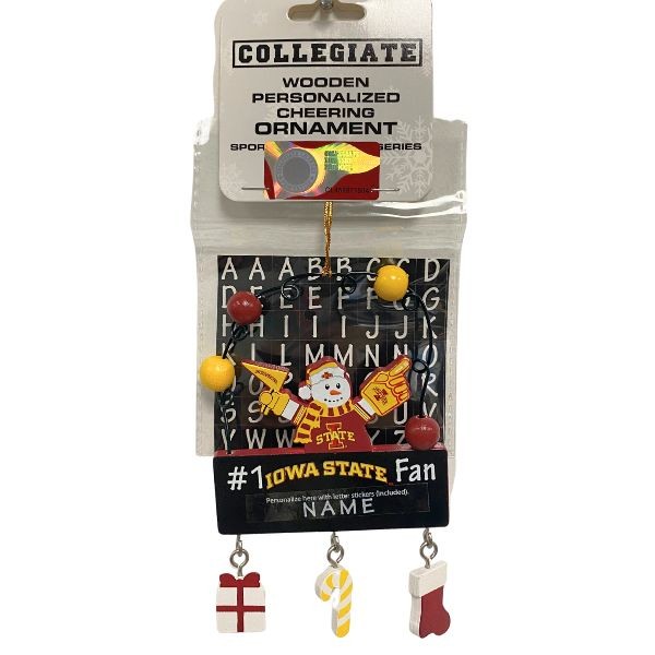 Iowa State Cyclones Snowman Ornaments - Wooden #1 Fan PC Sign Style - 6 For $21.00 - Iowa State