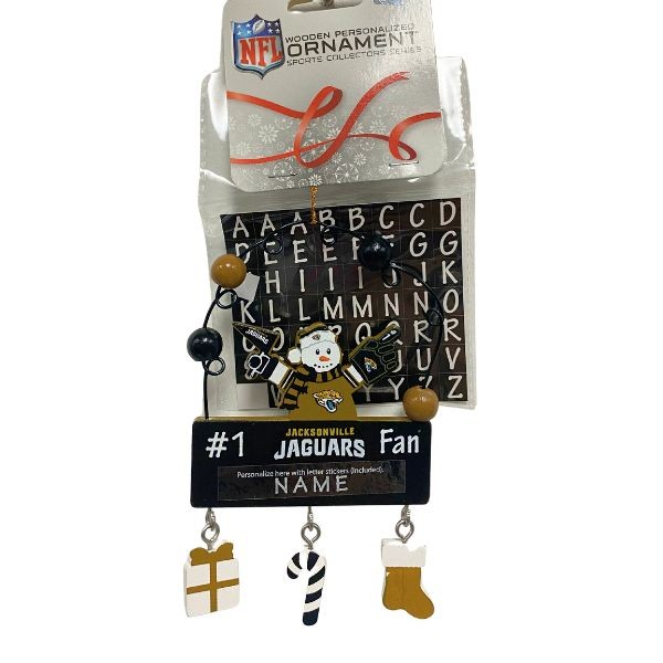 Jacksonville Jaguars Snowman Ornaments - Wooden #1 Fan PC Sign Style - 6 For $21.00 - Wholesale Jacksonville Jaguars Product - Jaguars Merchandise 2
