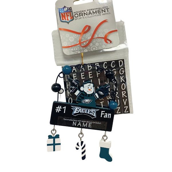 Philadelphia Eagles Snowman Ornaments - Wooden #1 Fan PC Sign Style -6 For $21.00 - Wholesale Philadelphia Eagles Product - Eagles Merchandise