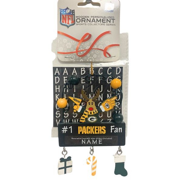 Green Bay Packers Ornaments - Wooden Reindeer - #1 PC Style - 6 For $21.00 - Wholesale Green Bay Packers Products - Packers Merchandise 2