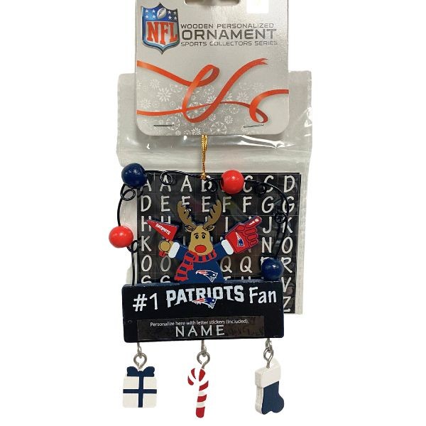 New England Patriots Ornaments - Wooden Reindeer - #1 PC Style - 6 For $21.00 - Wholesale New England Patriots - Patriots Merchandise 2