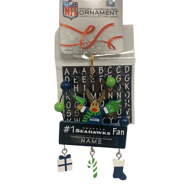 Seattle Seahawks Ornaments - Wooden Reindeer - #1 PC Style - 6 For $21.00 - Wholesale Seattle Seahawks Product - Seahawks Merchandise 2