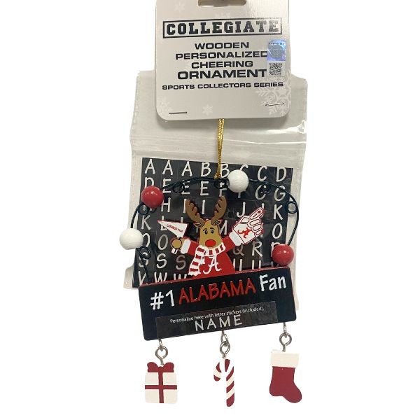 University Of Alabama Ornaments - Wooden Reindeer - #1 PC Style - 6 For $24.00 - Alabama