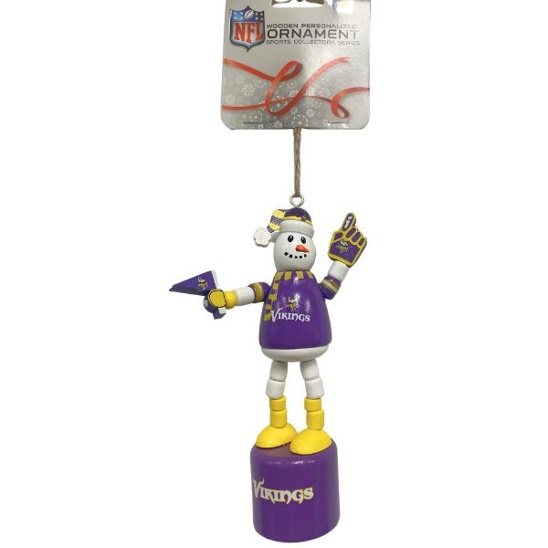 Minnesota Vikings Ornaments - Push Pop Style Snowman Style - 6 For $24.00 - Wholesale Minnesota Vikings Products - Vikings Merchandise